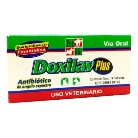 Pet Life Doxilav 100mg 14tab Doxiciclina Antibiótico Uso Vet