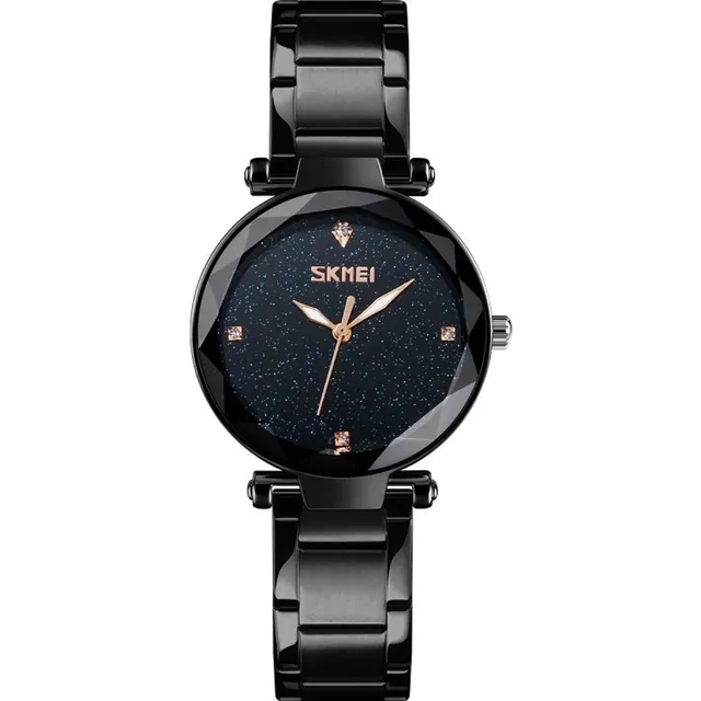 Reloj Dama Casual  Skmei 9180 Negro , Correa Metal 