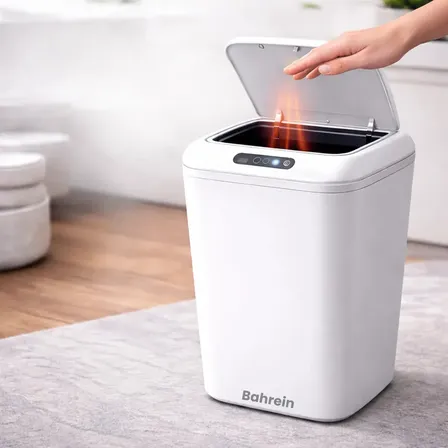 Lixeira Inteligente Sensor Automático 16l Cor Branco Recarregável Smart Banheiro E Cozinha Moderna