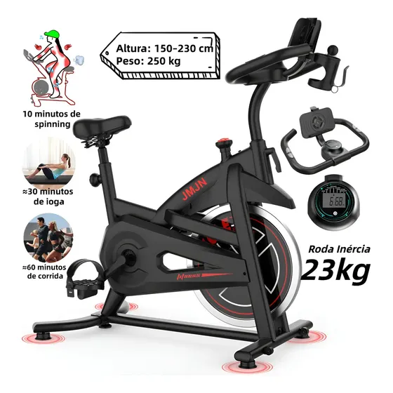 Bicicleta Ergométrica Spinning 23kg Inércia 250kg Aço Jmjn Vermelho