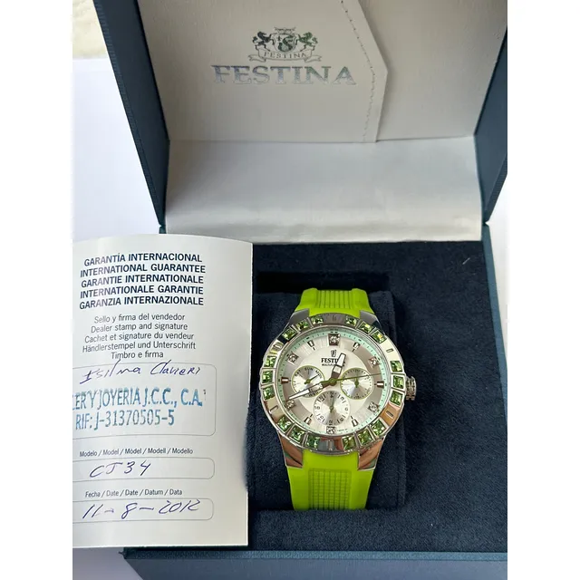 Reloj Festina Color Verde Para Damas Nuevo Y Original
