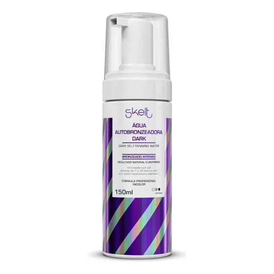 Skelt Água Autobronzeadora Dark 150ml | Bronze 2x Mais Intenso, Ácido hialurônico e Vitamina C, Hidratação Profunda, Textura Mousse, Não Oleosa, Acabamento Uniforme | Todos os Tipos de Pele