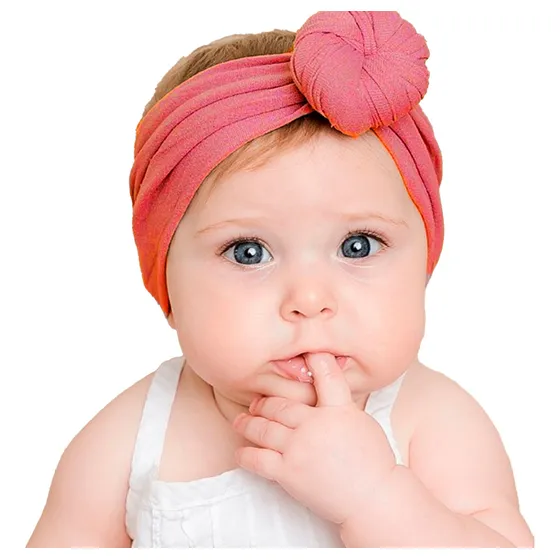 Faixa De Bebe Iinfantil Recém Nascido Turbante Menina Cor Rosa-chiclete