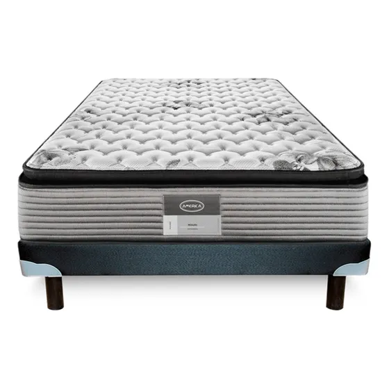 Colchón King Size América Misuri + Box Color Gris