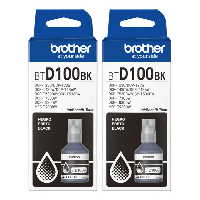 Kit De 2 Tintas Negras Originales Brother Btd100bk