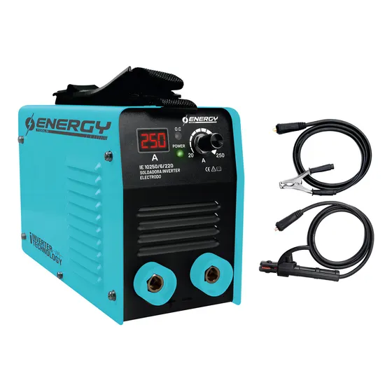 Soldadora Inverter Igbt Para Electrodo Mma 250 Amp Digital Color Celeste Frecuencia 50hz