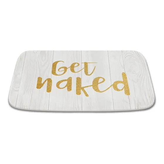 Alfombra Baño Dorada Blanca Texto Ingl  Get Naked  20