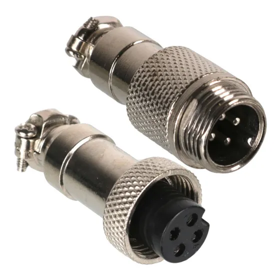 2 Par Conector Aviação Mini Circular Mike Gx12 Cabo 4 Vias