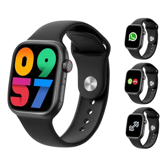 Smartwatch Deportivo Whatsapp y Llamadas Nictom Nt05 - Color Negro - Android IOS - Reloj Inteligente Salud Musica Mensajes Monitoreo del sueño Bluetooth