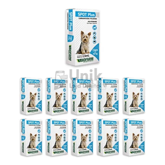 Kit Spot Plus 1,5ml Cães 10kg Carrapaticida Biofarm Original
