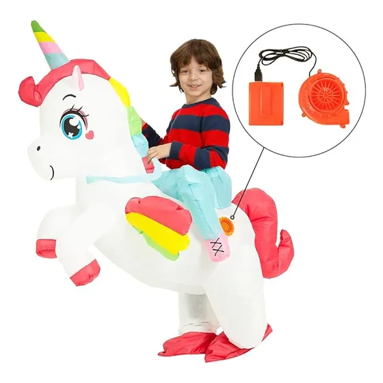 Disfraz Inflable De Unicornio Para Niños 85-125cm Con Bomba De Aire Y Caja De Batería