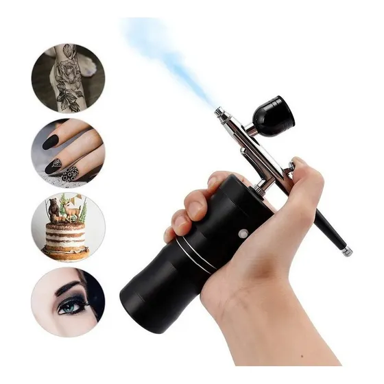 Aerógrafo con compresor inalámbrico recargable USB Color Negro