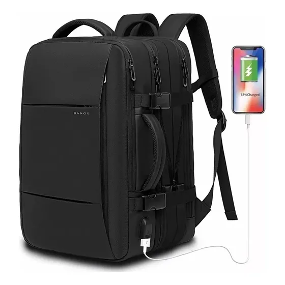 Mochila Expandible Impermeable Anti Cortes Con Entrada Usb