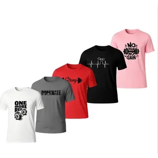 Kit 5 Camisetas Básicas Masculina Dry Fit Estampadas Fitness