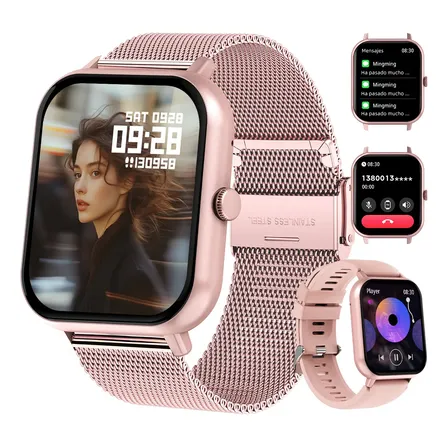 SMARTWATCH MUJER RELOJ INTELIGENTE BLUETOOTHLLAMADA 2CORREAS