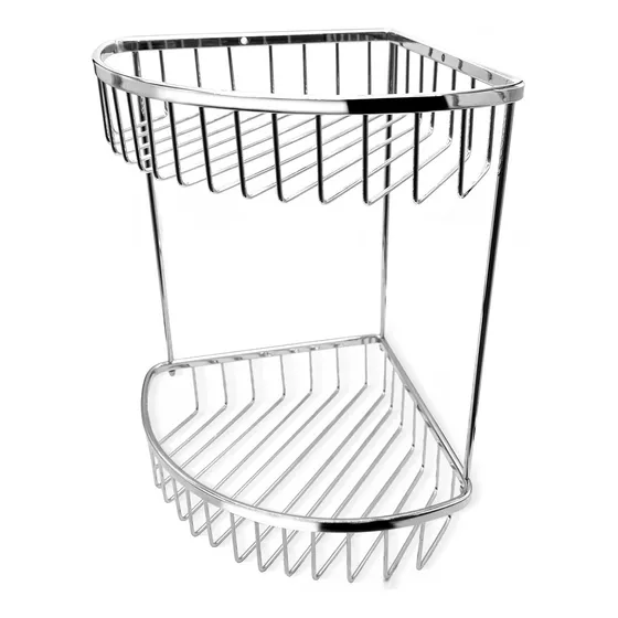 Organizador Esquinero Baño Doble Bronce Cromado 19x19 Cm Color Gris