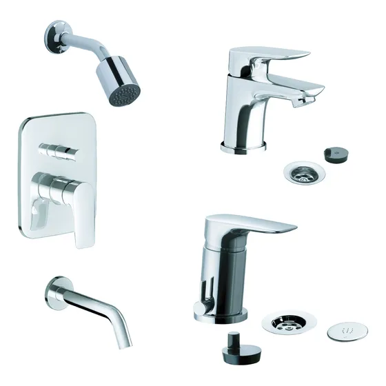 Combo Juego Completo Griferia Fv Jana Lavatorio Ducha Bidet