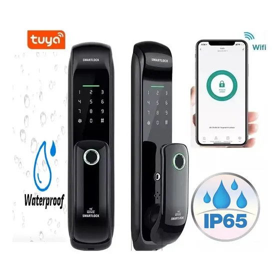 Fechadura ZhouSoco Lock 33 Tt Black Piano Prova D Agua Chuva Wifi Luxo Arbnb