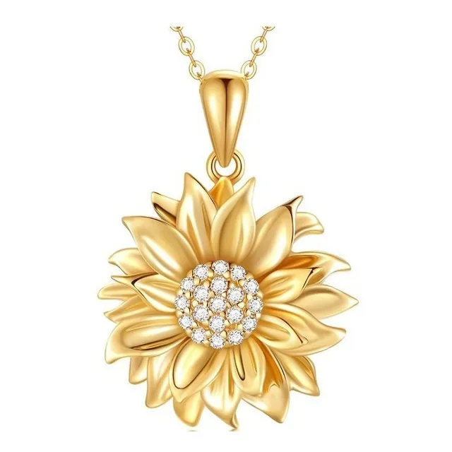 Collar D Mujer Con Dije De Girasol, Dorado, Importado