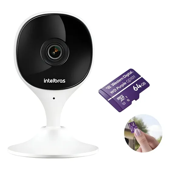 Câmera Wifi Imx C Intelbras Mibo Ip + Cartão 64gb Wd Purple
