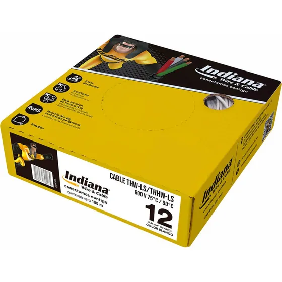 Cable Calibre 12 Marca Indiana Blanco THHW-LS 3.31 mm2 12 AWG
