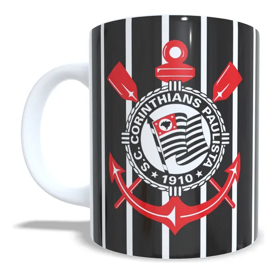 Caneca Corinthians Camisa Timão Personalizada C/seu Nome Preto Corinthians Sccp Timão