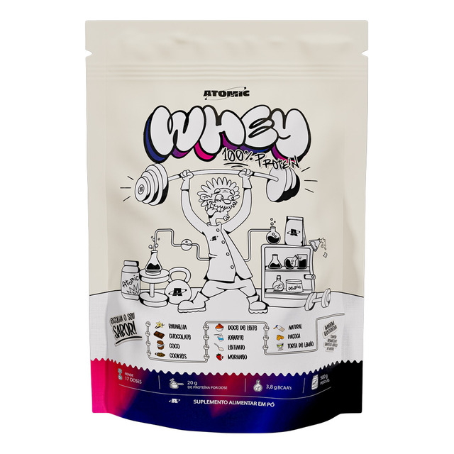 Whey Protein 100% Concentrado - Refil 500g - Atomic Labs Sabor Chocolate Whey Protein 100% Concentrado - Refil 500g - Atomic Labs Sabor Chocolate