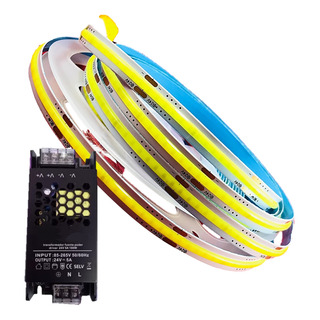 Tira Luz Led Flexible Cob 5m 24v C/ Eliminador Alta Potencia Tira Luz Led Flexible Cob 5m 24v C/ Eliminador Alta Potencia