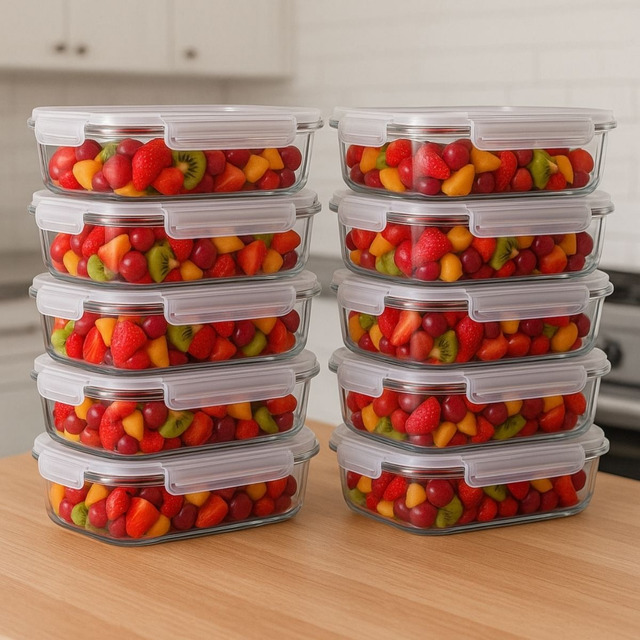 Conjunto 10 Potes 640ml Vidro Hermético 4 Travas Marmita Conjunto 10 Potes 640ml Vidro Hermético 4 Travas Marmita