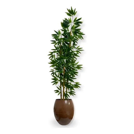 Planta Artificial Bambu Da Sorte Vaso Marrom Grande