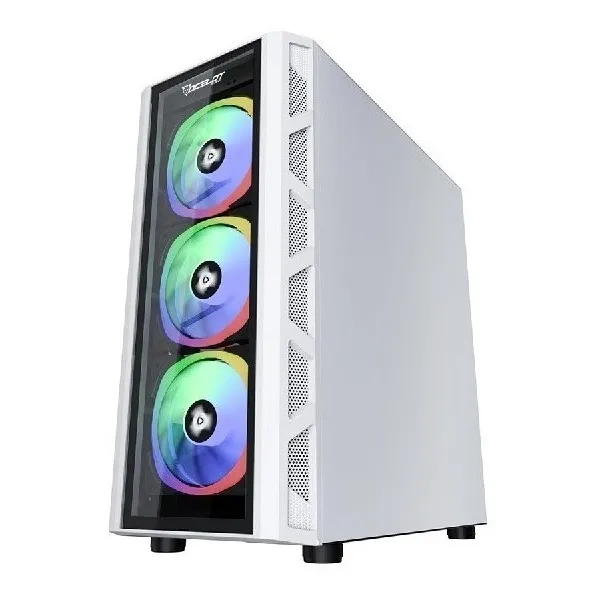 Gabinete Gamer Ocelot Panel Lateral Cristal Templado Full Tower Ventiladores ARGB Soporte para GPU Horizontal y Vertical Color Blanco Modelo OG-C WHITE BLIXARD