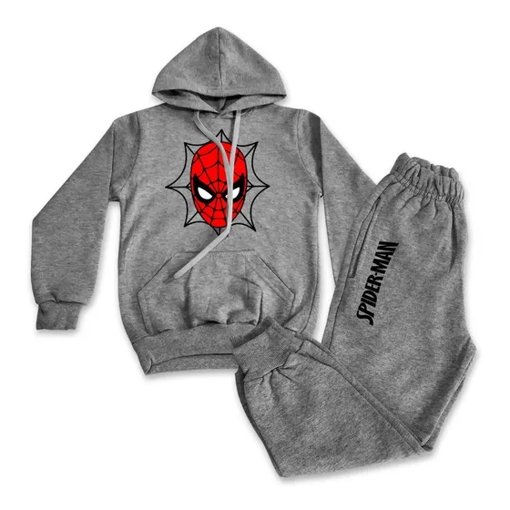 Conjunto Moletom Infantil Homem Aranha Blusa Com Capuz Bolso