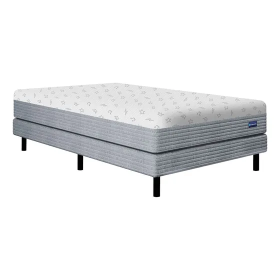 Sommier Y Colchón 2 Plazas 140x190 Cm Freestyle De Resortes La Espumería Color Gris Claro