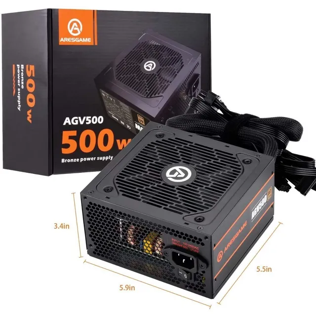 Fuente de poder 500w 80+ bronze Aresgame Agv500 color negro