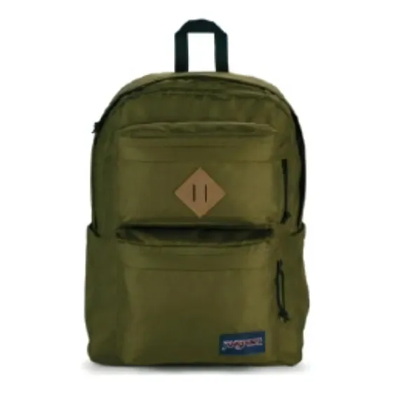 Mochila Jansport Double Break Backpack Green Navy Verde Color Verde oscuro Diseño de la tela Liso