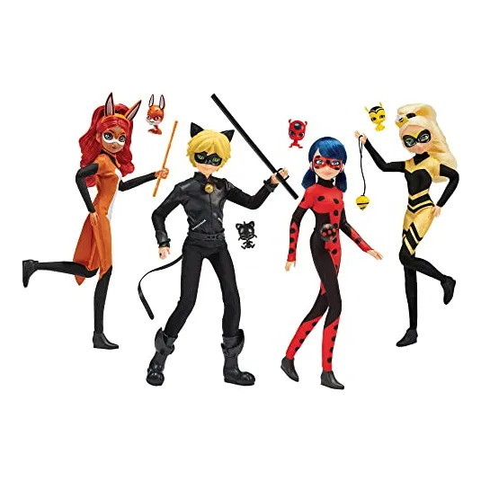 Milagroso Ladybug Heroez 4-paquete Muñecas W / Muñeca Zw6cw