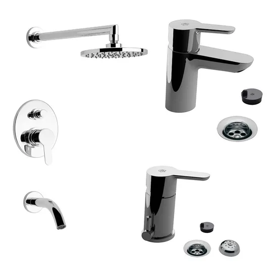 Juego Grifería Monocomando Fv Puelo Ducha Lavatorio Bidet