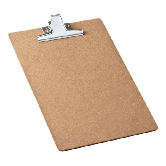 Prancheta De Madeira Mdf Ofício Kit C/ 12un Prendedor Metal