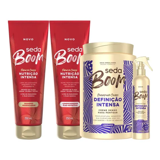 Kit Seda Boom Shampoo Nutrição 250ml+cond +creme+emulsão