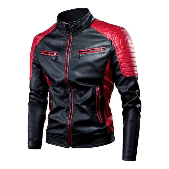 Chamarra Vini Piel Slim Fit Moda Hombre Tipo Biker Hh9 [ [u]