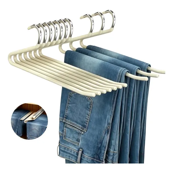 Kit 10 Cabide Calça Aberto Metal Antideslizante Resistente