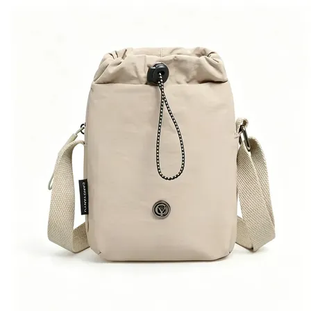 Mochila de bolso, bolsa de ombro única, impermeável, com compartimento independente para copo e espaço para telemóvel e chaves Caqui