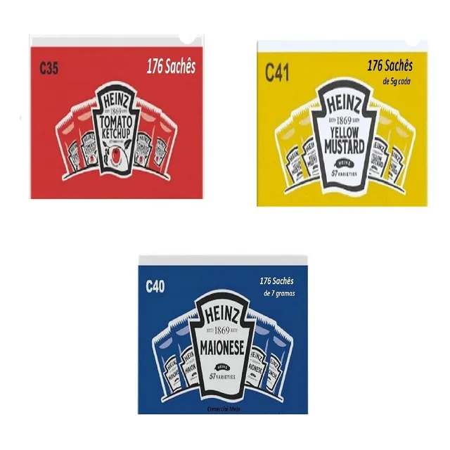 Ketchup Mostarda E Maionese Sachês Heinz Kit 03 Caixas