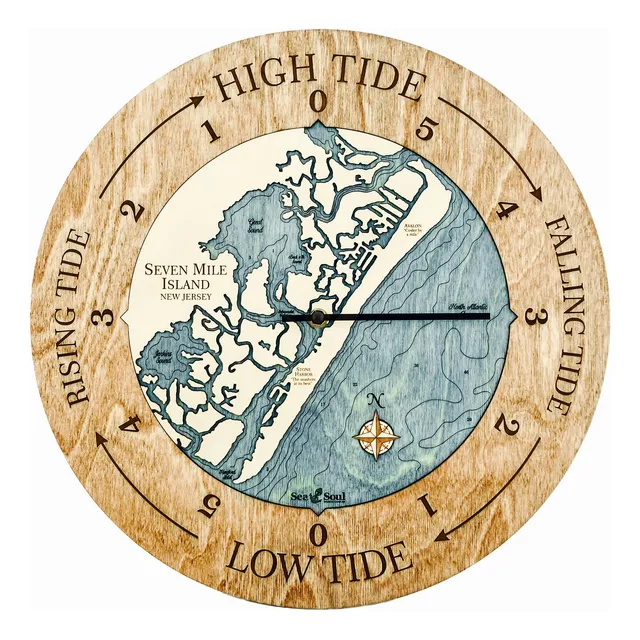 Reloj Marea 16  Diseño Mapa Madera 3d Avalon Stone Harbor