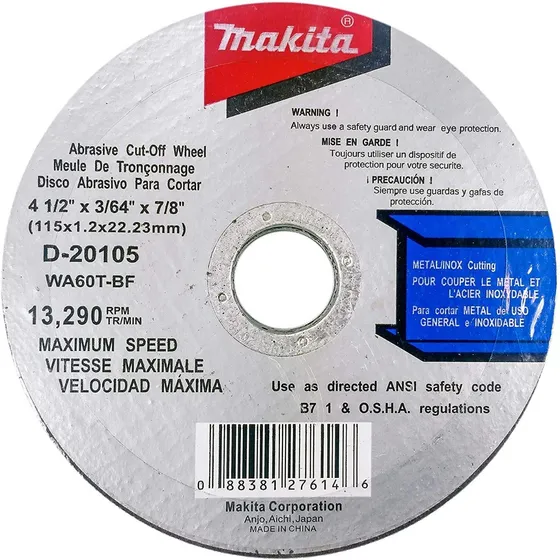 Disco Corte Metal Makita 4.1/2  X 3/64  X 7/8  D-20105
