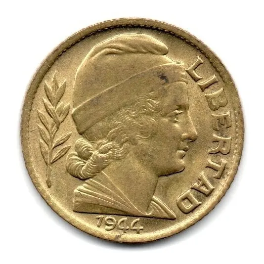 Moneda Argentina 10 Centavos Año 1944 Torito Excelente