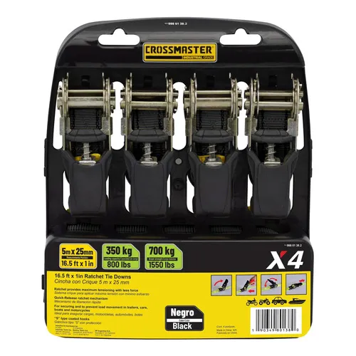 Cincha Cinta Con Crique 4 Unidades 5mx25mm 700kg Crossmaster Color Negro