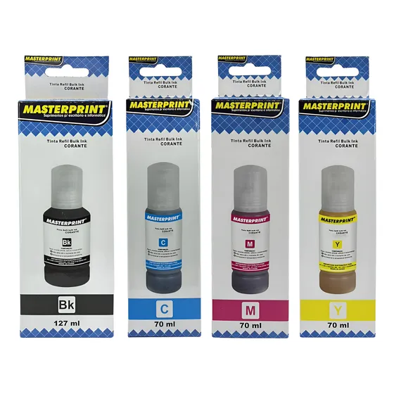 Kit 4 Tinta P/ Uso Epson L3250 L3150 L3210 L3110 T544 504