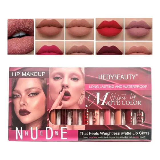 Labial Indeleble Mate Larga Duración Con Caja 12 Piezas Set