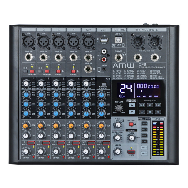 Amw Cf8 Mesa De Som 8 Canais 24 Efeitos Dsp Efx Interface E Áudio Usb Independente E Sampler Amw Cf8 Mesa De Som 8 Canais 24 Efeitos Dsp Efx Interface E Áudio Usb Independente E Sampler